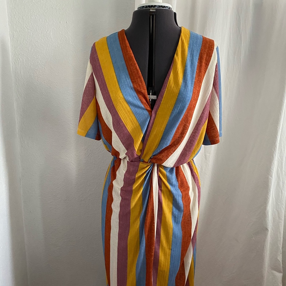 All In Favor multi colored striped dress XL
